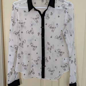 Aritzia (Talula) wine and cats print shirt